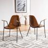 Safavieh Home Tanner Mid-Century Olive Faux Leather and Black Dining Chair, Set of 2(Cognac / Black)