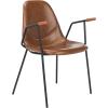 Safavieh Home Tanner Mid-Century Olive Faux Leather and Black Dining Chair, Set of 2(Cognac / Black)