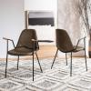 Safavieh Home Tanner Mid-Century Olive Faux Leather and Black Dining Chair, Set of 2(Olive / Black)