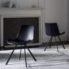 Safavieh Home Terra Mid-Century Modern Black Faux Leather and Black Dining Chair, Set of 2(Black / Black)