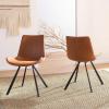 Safavieh Home Terra Mid-Century Modern Black Faux Leather and Black Dining Chair, Set of 2(Cognac / Black)