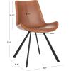 Safavieh Home Terra Mid-Century Modern Black Faux Leather and Black Dining Chair, Set of 2(Cognac / Black)