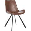 Safavieh Home Terra Mid-Century Modern Black Faux Leather and Black Dining Chair, Set of 2(Light Brown / Black)