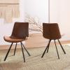 Safavieh Home Terra Mid-Century Modern Black Faux Leather and Black Dining Chair, Set of 2(Light Brown / Black)