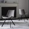 Safavieh Home Terra Mid-Century Modern Black Faux Leather and Black Dining Chair, Set of 2(Light Grey / Black)