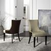 Safavieh Mercer Collection Eva and White Striped Dining Chair with Trim Nail Head, Grey(Antique Gold)