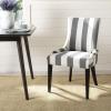 Safavieh Mercer Collection Eva and White Striped Dining Chair with Trim Nail Head, Grey(Grey / White)