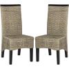 SAFAVIEH Home Collection – Ilya Brown Wicker Tall Back Dining Chair Set of 2 (SEA8017C-SET2)(Grey)