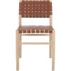SAFAVIEH Home Collection – Kaiber Red Tan Genuine Woven Leather & Natural Solid Wood Dining Chair, Modern Woven Seat & Back (DCH1218A)(Red Tan/Natural)