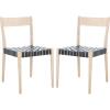 SAFAVIEH Home Collection Eluned Woven Leather Living Room Accent Dining Chair DCH1201C-SET2, Black/Natural(Black / Natural)