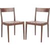 SAFAVIEH Home Collection Eluned Woven Leather Living Room Accent Dining Chair DCH1201C-SET2, Black/Natural(Cognac / Brown)