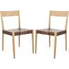 SAFAVIEH Home Collection Eluned Woven Leather Living Room Accent Dining Chair DCH1201C-SET2, Black/Natural(Cognac / Natural)