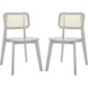 SAFAVIEH Home Collection Luz Coastal White/Natural Cane Rattan Dining Chair Set of 2(Grey/Natural)