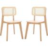 SAFAVIEH Home Collection Luz Coastal White/Natural Cane Rattan Dining Chair Set of 2(Natural)