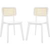 SAFAVIEH Home Collection Luz Coastal White/Natural Cane Rattan Dining Chair Set of 2(White/Natural)