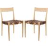 SAFAVIEH Home Collection Pranit Leather Wood 18-inch (Set of 2) Dining Chair, Cognac/Natural(Cognac / Natural)