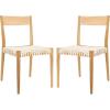 SAFAVIEH Home Collection Pranit Leather Wood 18-inch (Set of 2) Dining Chair, Cognac/Natural(White / Natural)