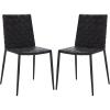 SAFAVIEH Home Collection Rayne Cognac Woven Leather/Silver Dining Chair (Set of 2) – Fully Assembled(Black)