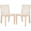 SAFAVIEH Home Collection Tyria White Woven Leather/Natural Teak Living Room Accent Dining Chair