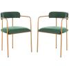 Safavieh Home Camille Grey Velvet and Gold Low Back Side Chair, Set of 2(Malachite Green / Gold)