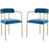 Safavieh Home Camille Grey Velvet and Gold Low Back Side Chair, Set of 2(Navy / Gold)