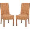 Safavieh Home Collection Aubrey Walnut Wicker Side Chair, Set of 2(beige)