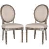 Safavieh Home Collection Holloway 19”H French Brasserie Linen Oval Light Grey and Cream Side Chair(Beige / Rustic Oak)