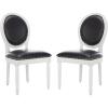 Safavieh Home Collection Holloway 19”H French Brasserie Linen Oval Light Grey and Cream Side Chair(Black / Cream)
