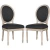 Safavieh Home Collection Holloway 19”H French Brasserie Linen Oval Light Grey and Cream Side Chair(Charcoal / Grey)