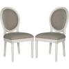 Safavieh Home Collection Holloway 19”H French Brasserie Linen Oval Light Grey and Cream Side Chair(Light Grey / Cream)