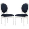 Safavieh Home Collection Holloway 19”H French Brasserie Linen Oval Light Grey and Cream Side Chair(Navy Velvet/Cream)
