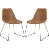 Safavieh Home Dorian Mid-Century Modern Light Brown Faux Leather and Copper Dining Chair, Set of 2(Cognac / Copper)