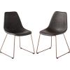 Safavieh Home Dorian Mid-Century Modern Light Brown Faux Leather and Copper Dining Chair, Set of 2(Grey / Copper)