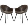 Safavieh Home Dublin Mid-Century Modern Dark Brown Faux Leather and Black Dining Tub Chair, Set of 2(Light Brown / Black)