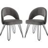 Safavieh Home Jora Retro Cream Velvet and Matte Black Side Chair, Set of 2(Dark Grey)