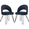 Safavieh Home Jora Retro Cream Velvet and Matte Black Side Chair, Set of 2(Navy)