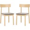 Safavieh Home Lizette Retro White Oak and Grey Cushion Dining Chair, Set of 2