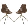 Safavieh Home Lynette Mid-Century Modern Light Brown Faux Leather and Copper Swivel Dining Chair, Set of 2