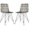 Safavieh Home Minerva Brown and Black Wicker Dining Chair, Set of 2(Brown / Black)