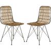 Safavieh Home Minerva Brown and Black Wicker Dining Chair, Set of 2(Natural / Black)