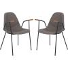 Safavieh Home Tanner Mid-Century Olive Faux Leather and Black Dining Chair, Set of 2(Ash / Black)