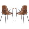Safavieh Home Tanner Mid-Century Olive Faux Leather and Black Dining Chair, Set of 2(Cognac / Black)