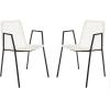 Safavieh Home Wynona White and Black Leather Woven Dining Chair, Set of 2