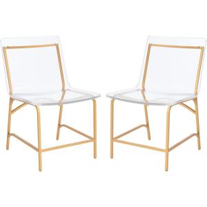 SAFAVIEH Couture Collection Bryant Clear Acrylic/Gold Dining Chair Set of 2 (Fully Assembled)