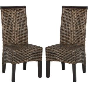 SAFAVIEH Home Collection – Ilya Brown Wicker Tall Back Dining Chair Set of 2 (SEA8017C-SET2)(Brown / Multi)