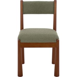 SAFAVIEH Home Collection – Makiko Natural & White Upholstered Dining Chair, Padded Seat & Back (DCH9221A)(Walnut/Green)