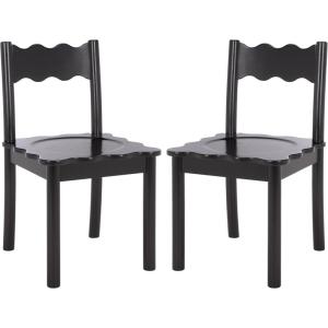 SAFAVIEH Home Collection – Nolly Black Scallop Solid Wood Dining Chair Set of 2, Country Cottage Farmhouse Design (DCH9219B-SET2)(Black)