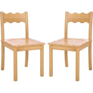 SAFAVIEH Home Collection – Nolly Black Scallop Solid Wood Dining Chair Set of 2, Country Cottage Farmhouse Design (DCH9219B-SET2)(Natural)