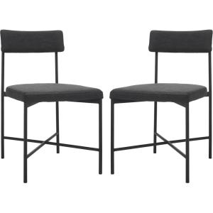 SAFAVIEH Home Collection Archer Grey Faux Leather/Black Dining Chair (Set of 2) – Fully Assembled(Black)