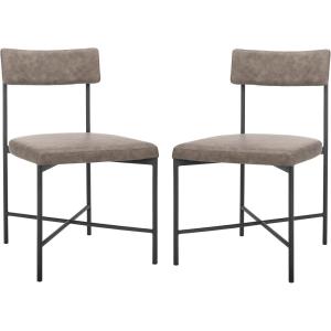 SAFAVIEH Home Collection Archer Grey Faux Leather/Black Dining Chair (Set of 2) – Fully Assembled(Grey/Black)